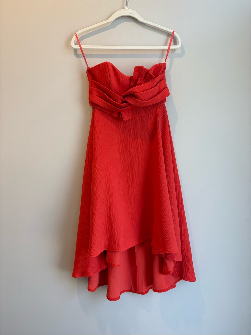 Angel Biba Red High-Low Ruffle Strapless Dress